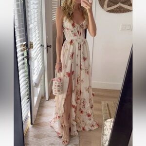 NWT White and pink flowy, floral maxi dress